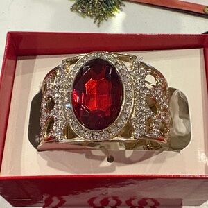 Jaclyn Smith Gold Bracelet with Red Gemstone